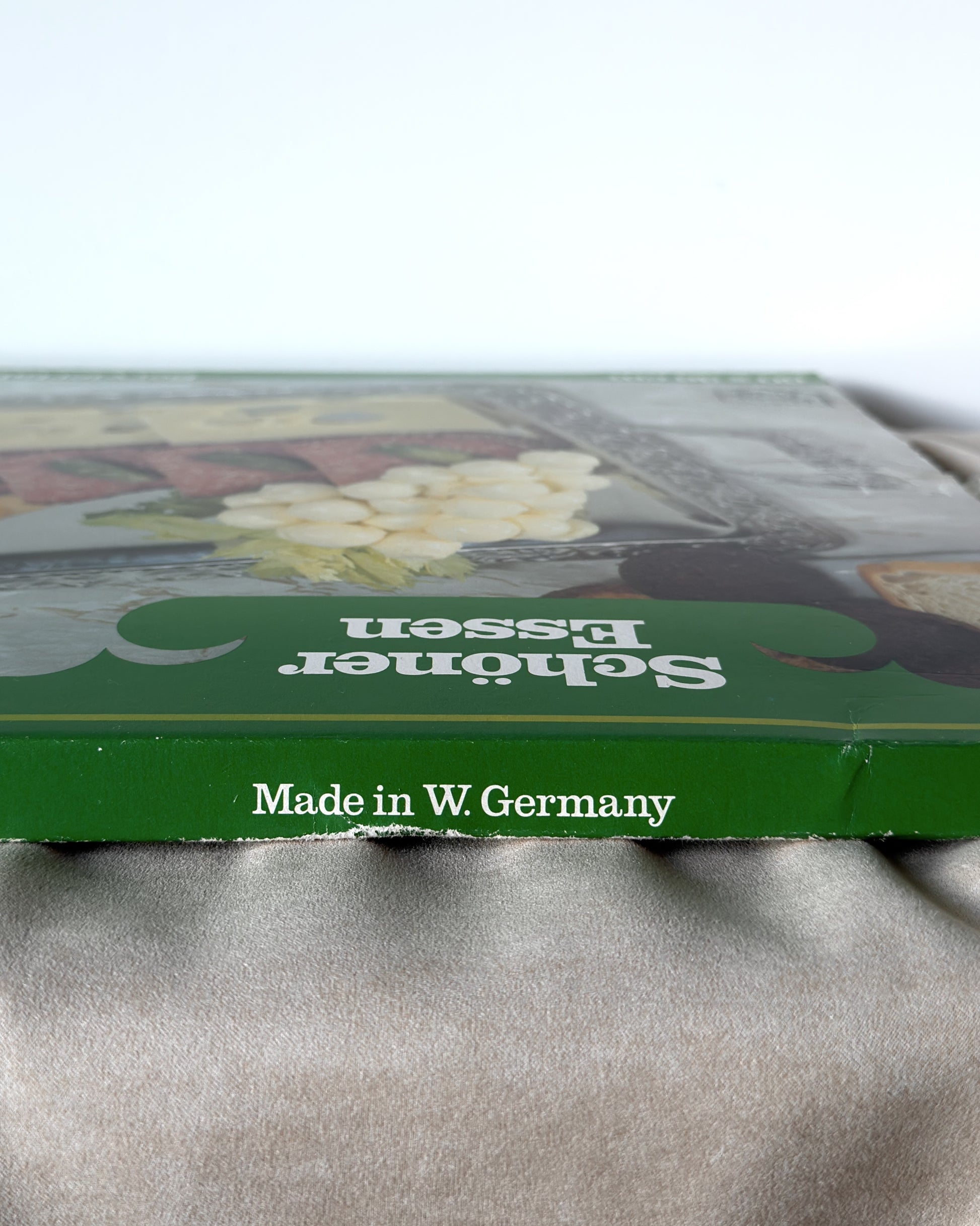 The extra-large West German serving tray presented inside its original vintage box, confirming its rare "New Old Stock" unused condition.